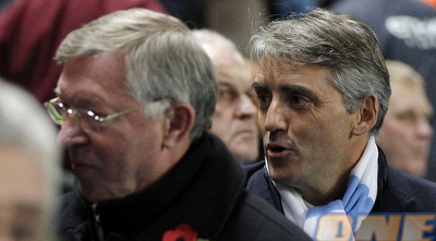 מנצ´יני ופרגוסון. ראש בראש בין המאמנים (רויטרס)