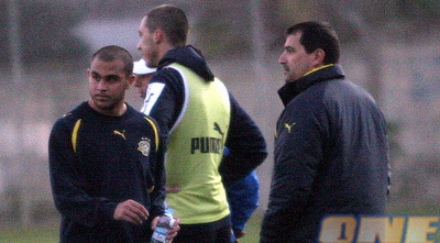 אלירן ג´ורג´ (משמאל) באימון מכבי תל אביב הערב (ליאור טימור) אלירן ג´ורג´ (משמאל) באימון מכבי תל אביב הערב (ליאור טימור)