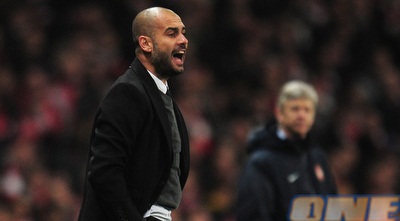 גוארדיולה מול ונגר. הספרדי טעה, הצרפתי פגע בול (רויטרס) גוארדיולה מול ונגר. הספרדי טעה, הצרפתי פגע בול (רויטרס)