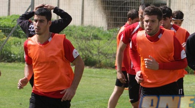 רואש ואבוקרט באימון. הבלם: &qout;אין ברירה אלא לנצח&qout; (עמית מצפה) רואש ואבוקרט באימון. הבלם: &qout;אין ברירה אלא לנצח&qout; (עמית מצפה)