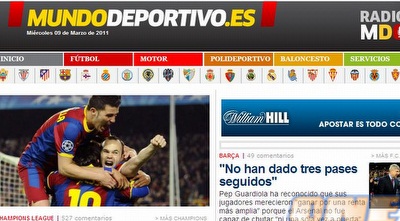 שער ה´אל מונדו דפורטיבו´. גם בספרד הודו שהשופט עזר לברצלונה