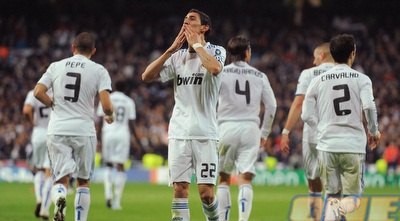 אנחל די מריה חוגג את השער השלישי, שהבטיח עליה לרבע הגמר (GettyImages)