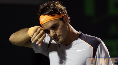 רוג´ר פדרר בתמונה שיעדיף לשכוח. הוציא קצת קיטור על העיתונאים (GettyImages)