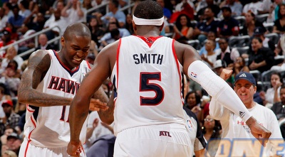 ג&acute;וש סמית&acute; וג&acute;אמאל קרופורד חוגגים עוד ניצחון ענק בפלייאוף (GettyImages)