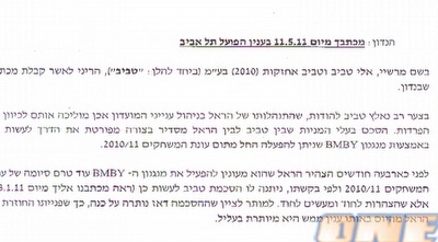 המכתב שנשלח למוני הראל המכתב שנשלח למוני הראל