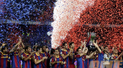 החגיגות של ברצלונה, למרות ה-0:0 הביתי (רויטרס)