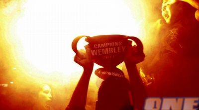 חגיגות בברצלונה. לפחות לחצי הגמר הם יגיעו גם השנה (רויטרס)