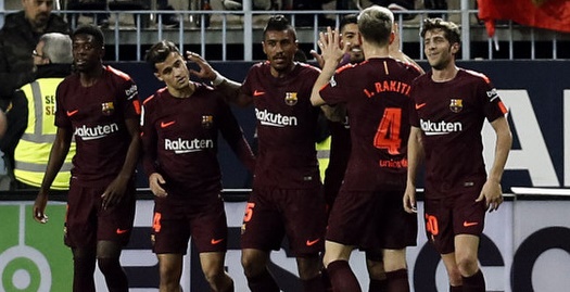 שחקני ברצלונה חוגגים (La Liga)