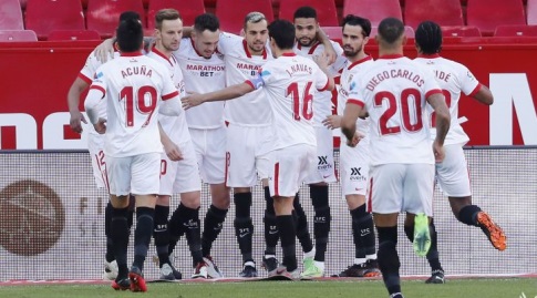 שחקני סביליה חוגגים (La Liga)