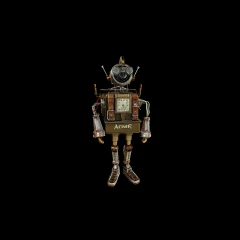 Antique Clock Core Steampunk Robot Figurine - Reconstructed with Seeget3D