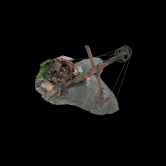 Collapsed crawler excavator