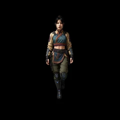Woman wearing cyberpunk Chinese-inspired outfit