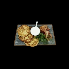 Zucchini Pancakes with Bacon and Sour Cream