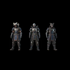 Three cyberpunk samurai