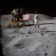 Apollo 16 - Astronaut John W. Young's Lunar Salute While Jumping