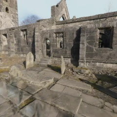 The ruined church of St Thomas à Becket in Heptonstall, Calderdale, West Yorkshire