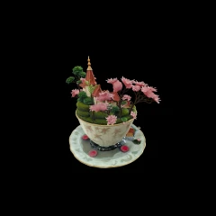 Whimsical Sakura Teacup Mini World  - Reconstructed with Seeget3D