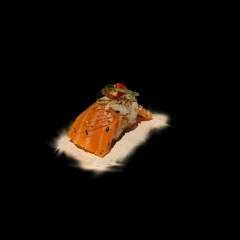 Lab grown salmon nigiri by Robin