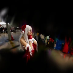 red and white santa comic-con girl
