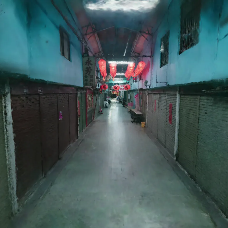 Reconstruction of the cross-shaped corridor inside a traditional Chinese market