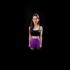Tennis player with a purple skirt