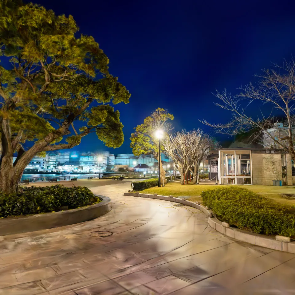 The nightscape of Yokosuka Port