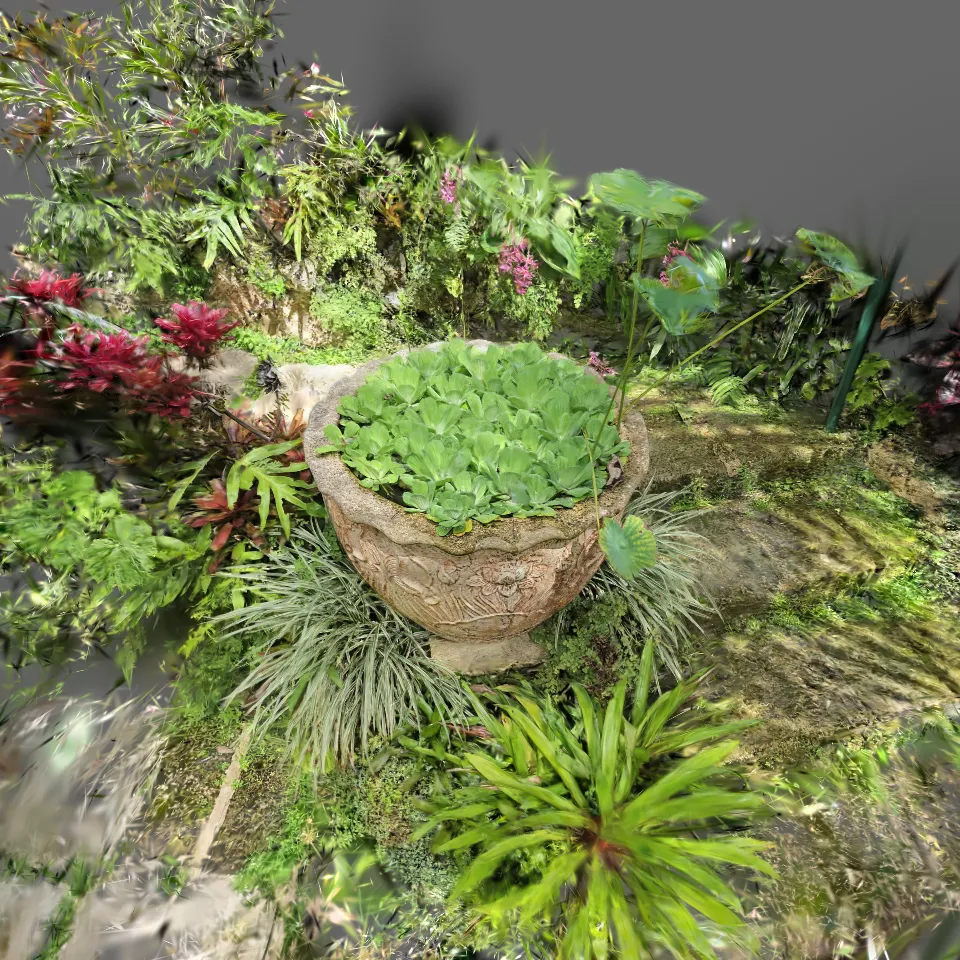 Planter in a tropical garden