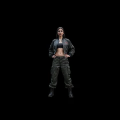 Woman in bomber jacket