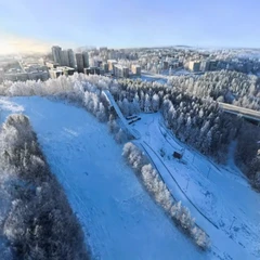 frozen ski jumping tower