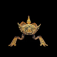 织锦夹金五佛冠