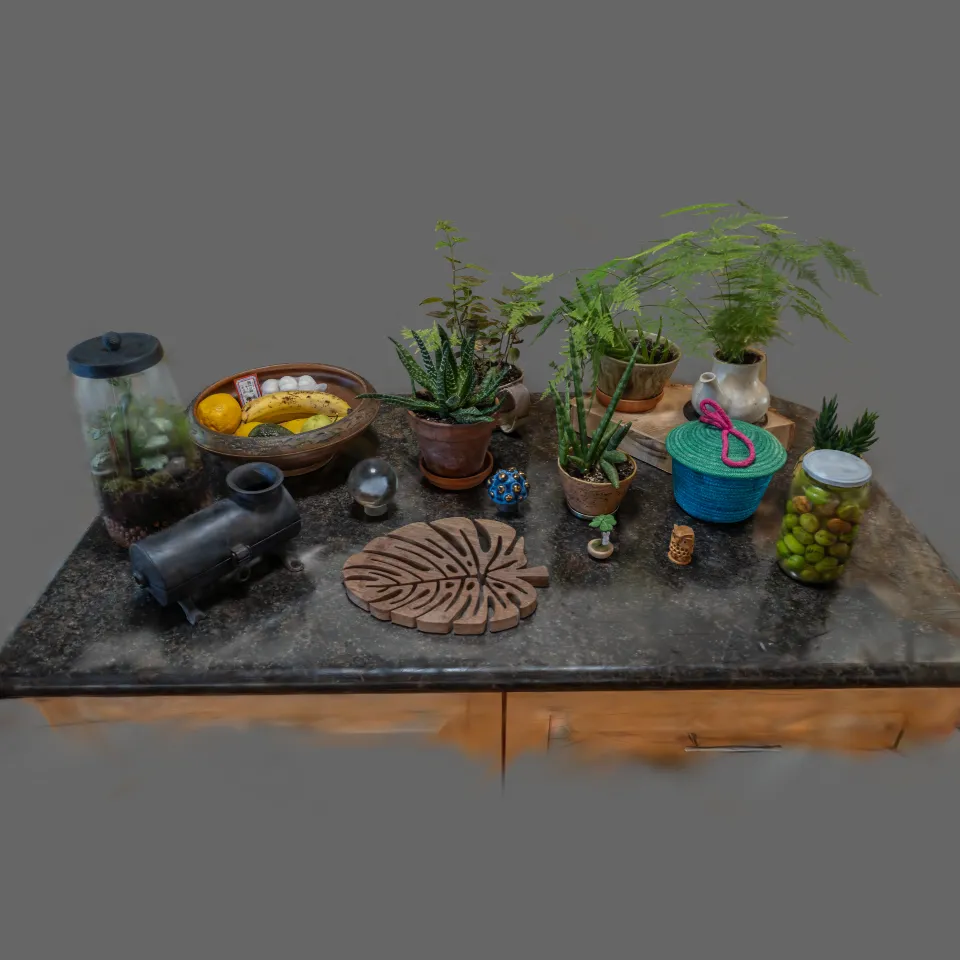 Kitchen Island with plants