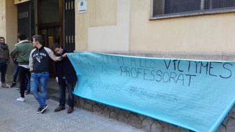 Una imatge de la cadena humana als Maristes (Foto: Jesús Hierro @jesus_hierro)