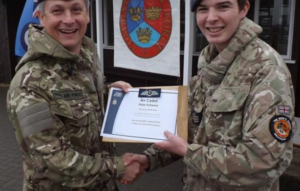 Flt Sgt Gibbs Being Officially Presented With His Air Cadet Pilot Scheme By Air Commodore Bentley At Our Recent Biannual Small