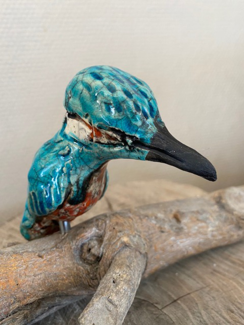 Raku ijsvogel blauw