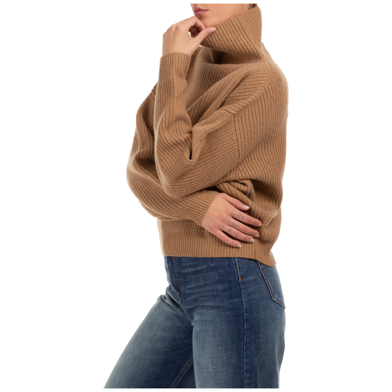 khaki roll neck jumper womens