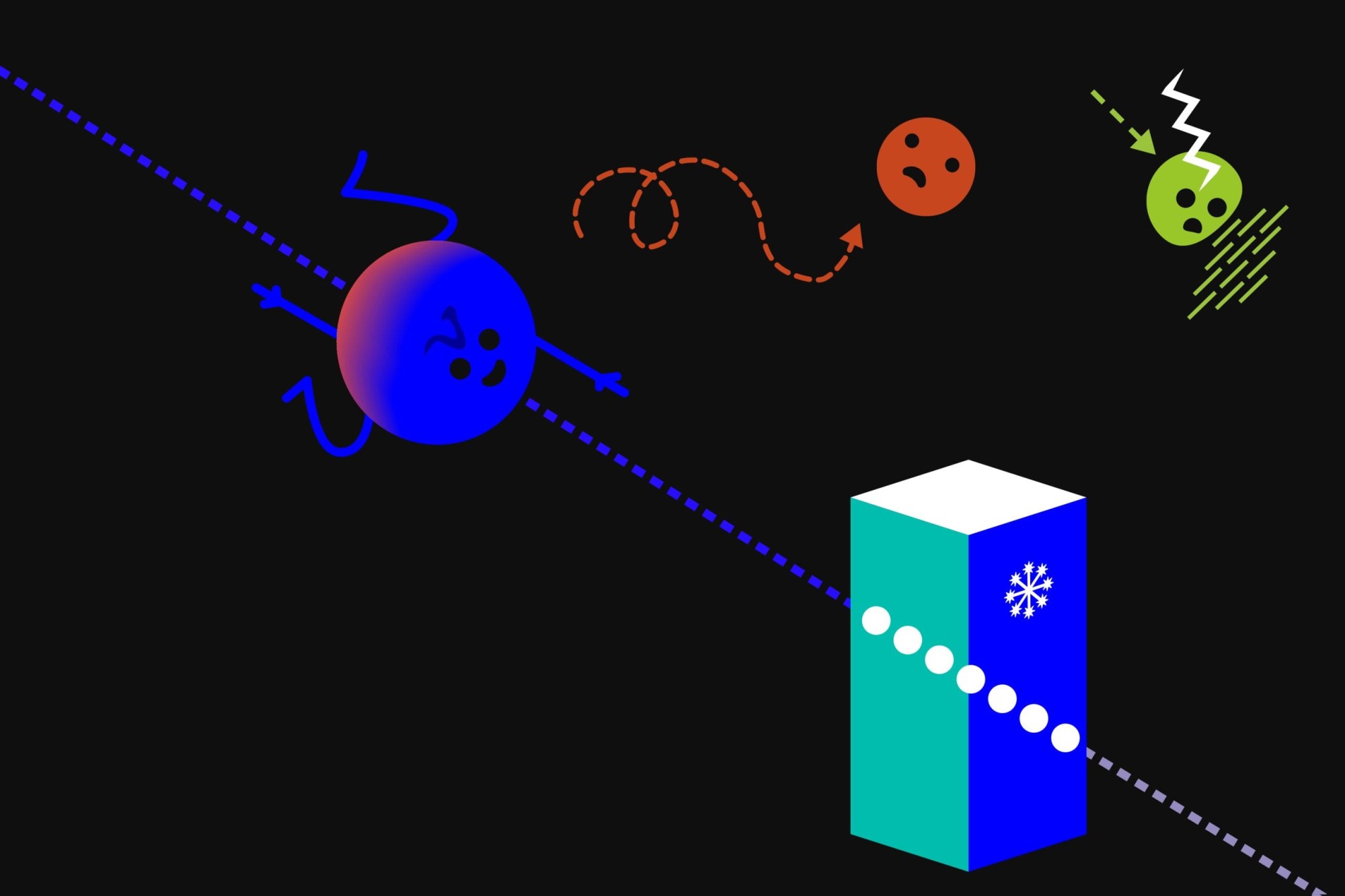 An illustration of a high-energy neutrino passing through ice