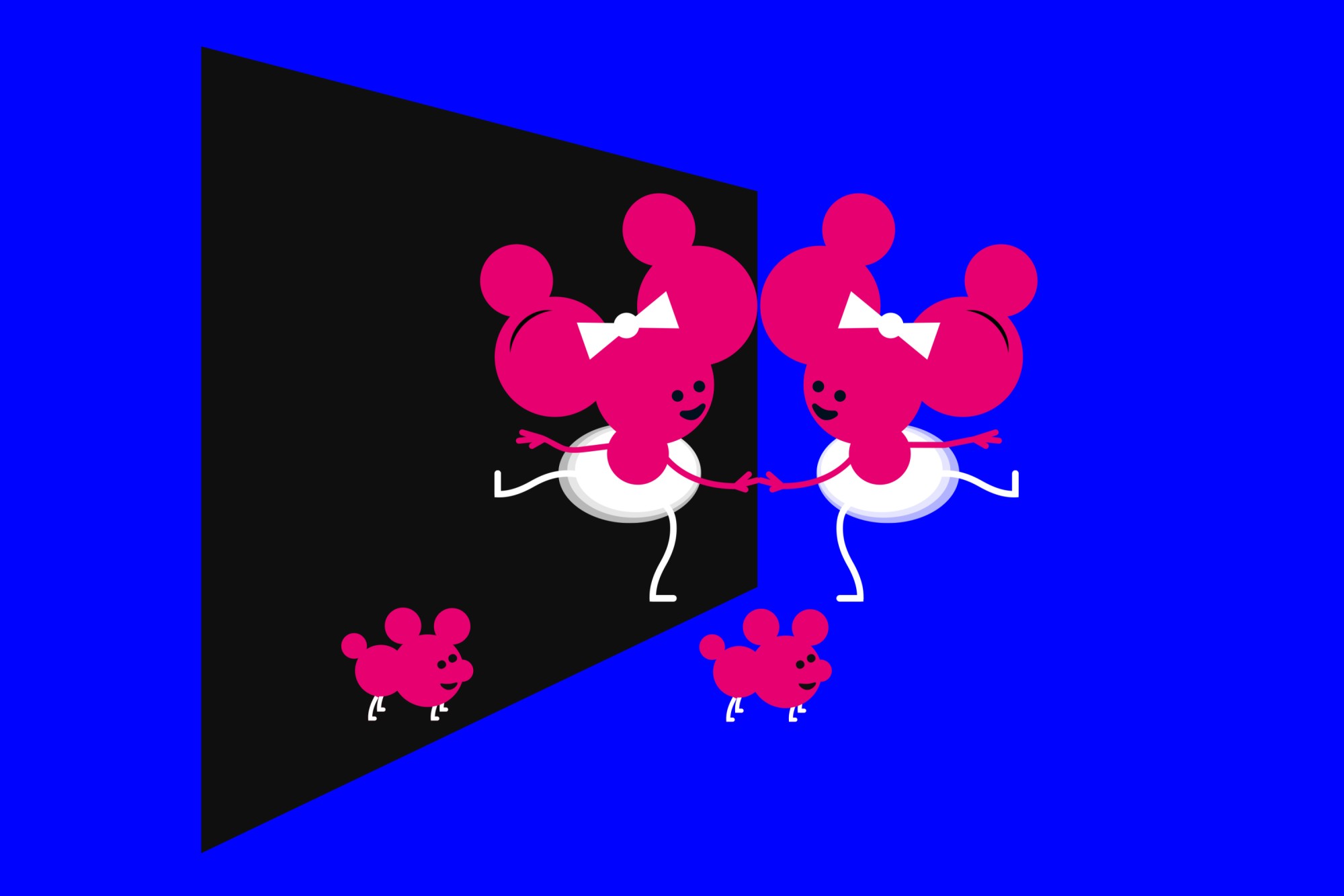 An illustration of mirror image molecures holding hands