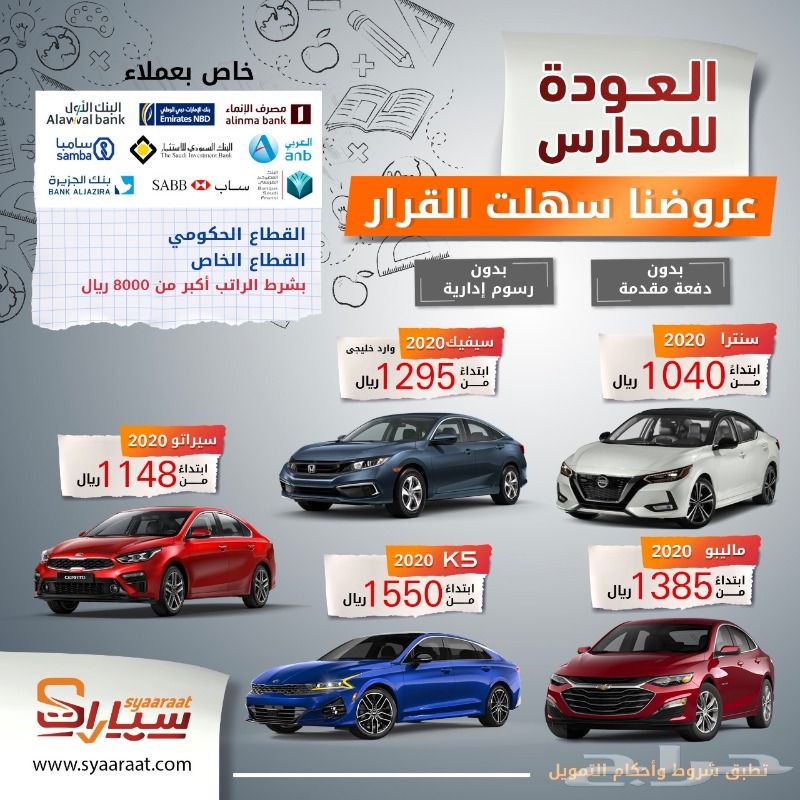 تمويل جميع انواع السيارات