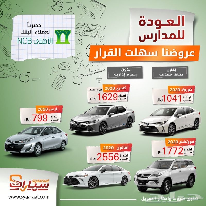 تمويل جميع انواع السيارات