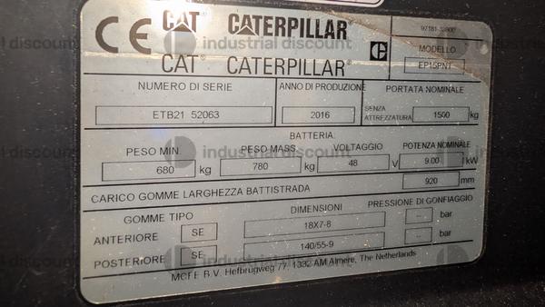 1#10086 Carrello elevatore Caterpillar LIFT TRUCK ETB21 in vendita - foto 2
