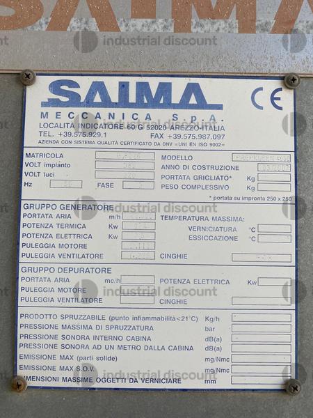 1#10208 Cabina di verniciatura Saima Prepkleen in vendita - foto 3