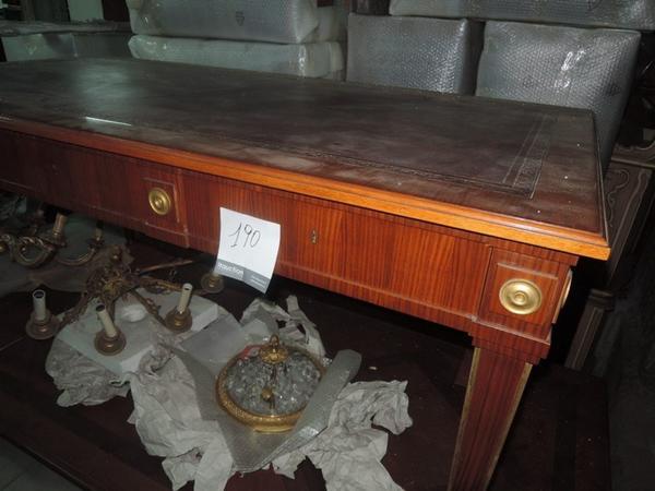 190#1317 Scrivania con piano in pelle 3 cassetti stile impero in vendita - foto 1