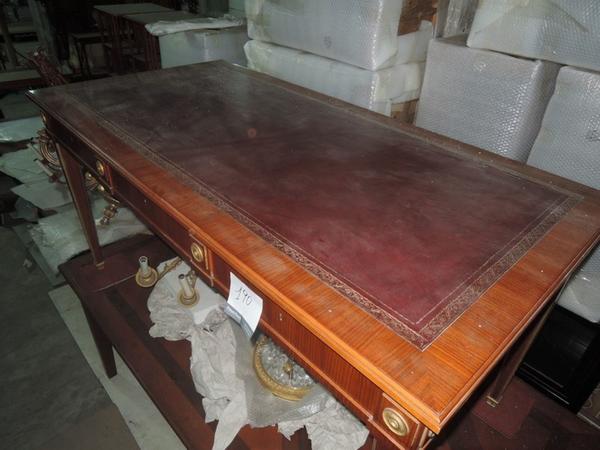 190#1317 Scrivania con piano in pelle 3 cassetti stile impero in vendita - foto 2