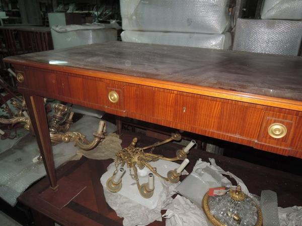190#1317 Scrivania con piano in pelle 3 cassetti stile impero in vendita - foto 3