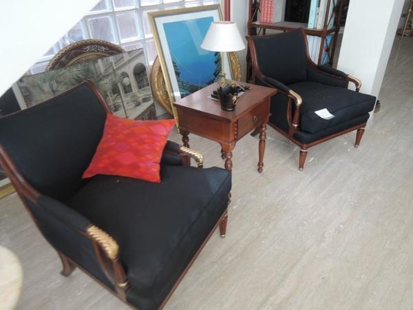 25#1317 Coppia di poltrone stile impero in tessuto nero in vendita - foto 4
