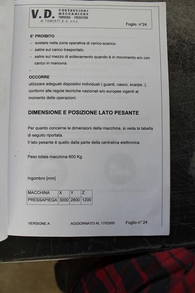 19#1944 Pressa piegatrice orizzontale per lastre di polistirolo VD Costruzioni Meccaniche in vendita - foto 14