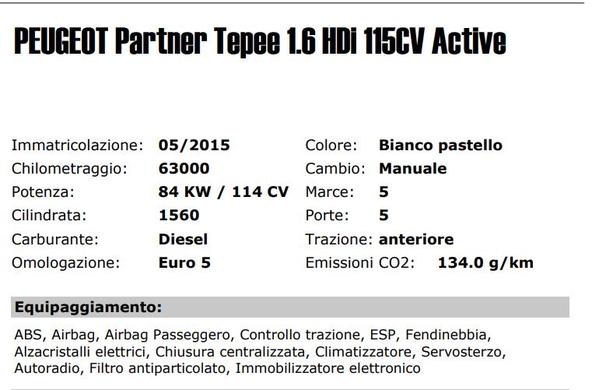 9#2962 Autovettura Peugeot Tepee Hdi Active in vendita - foto 2