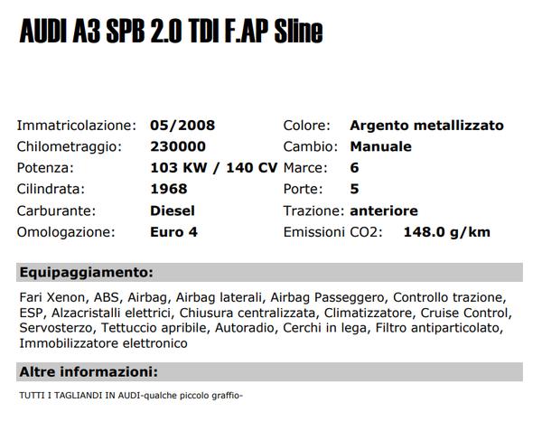 1#3357 Autovettura Audi A3 Spb in vendita - foto 2