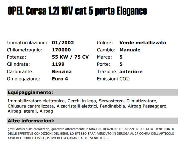 16#3357 Autovettura Opel Corsa 1.2 elegance in vendita - foto 2