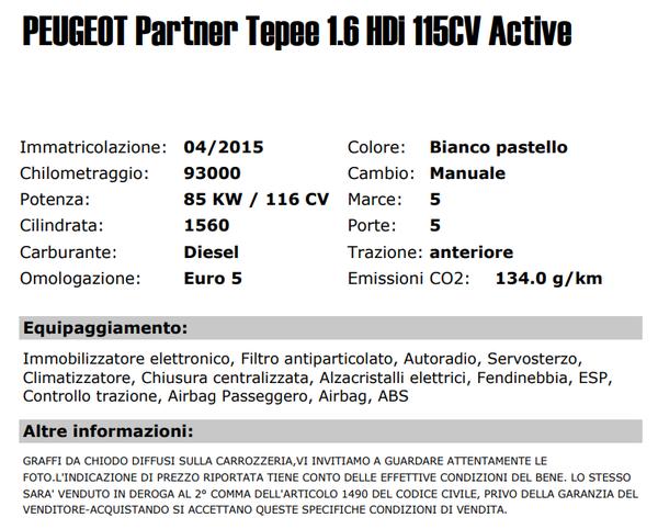 18#3357 Autovettura Peugeot Partner in vendita - foto 2